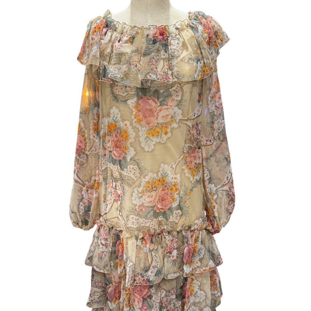 Vintage 1970s Rona New York Sheer Floral Tiered Maxi Dress – Bohemian Prairie Co - Picture 2 of 9